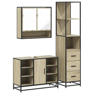 vidaXL 3&nbsp;Piece Bathroom Furniture Set&nbsp;Sonoma Oak Engineered Wood