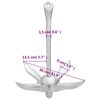 vidaXL Folding Anchor with Rope Silver 1.5 kg Malleable Iron