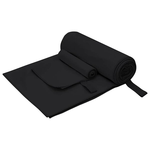 vidaXL Sports Towel Set 2 pcs Black Fabric