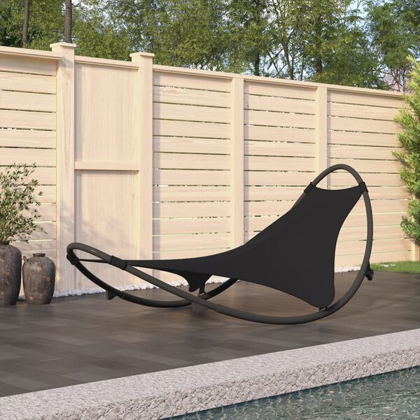 vidaXL Rocking Sun Lounger with Wheels Steel & Textilene Fabric Black