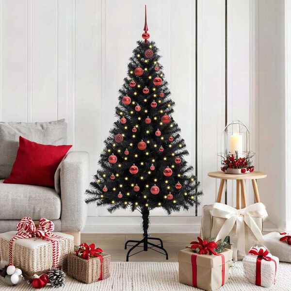 vidaXL Christmas Tree with 150 LEDs with Stand Black 150 cm PVC