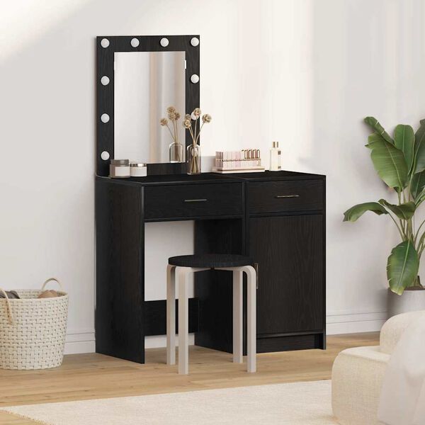 vidaXL Dressing Table 2 pcs Black 50 x 41 x 135 cm Engineered wood