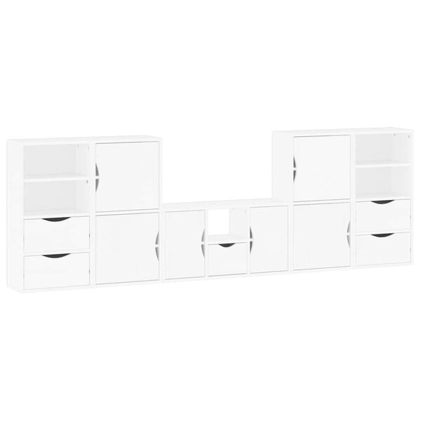 vidaXL 5 Piece TV Units with Storage ODDA White Solid Wood Pine
