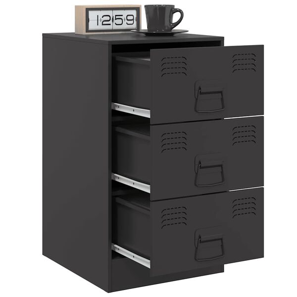 vidaXL Bedside Cabinets 2pcs Black 34.5x39x62 cm Steel