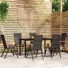 vidaXL 7 Piece Garden Dining Set Black