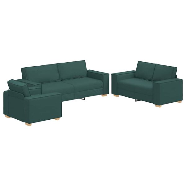 vidaXL Sofa Set 3 pcs Dark Green Fabric