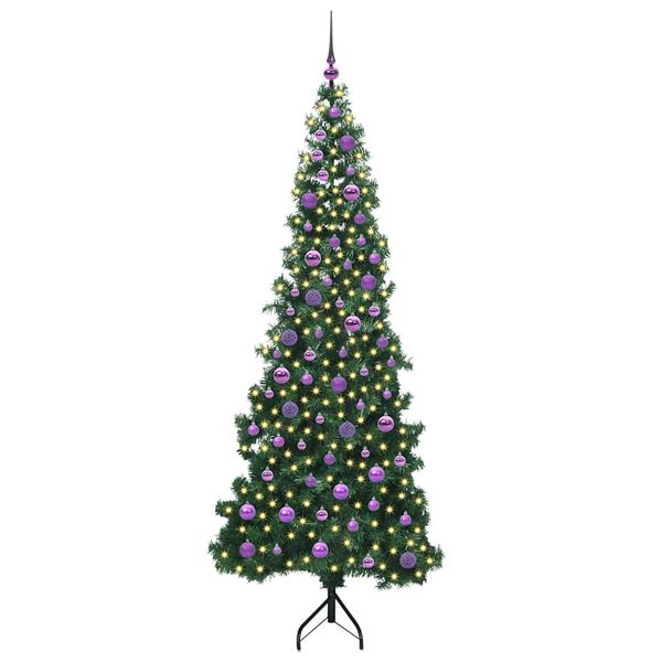 vidaXL Corner Artificial Christmas Tree Green 210 cm PVC and Metal