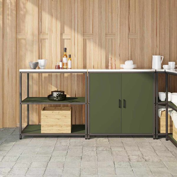 vidaXL Kitchen Storage Set 2 pcs Olive Green Cold-rolled Steel