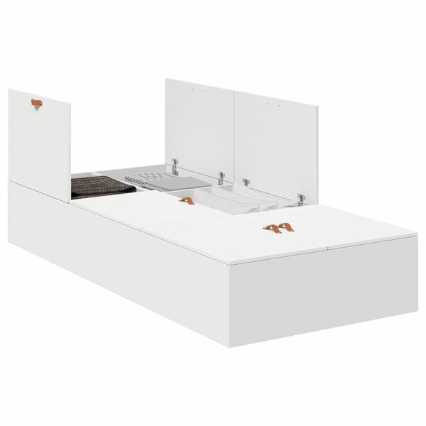 vidaXL Storage Bed Frame White 100 x 200 cm Engineered Wood
