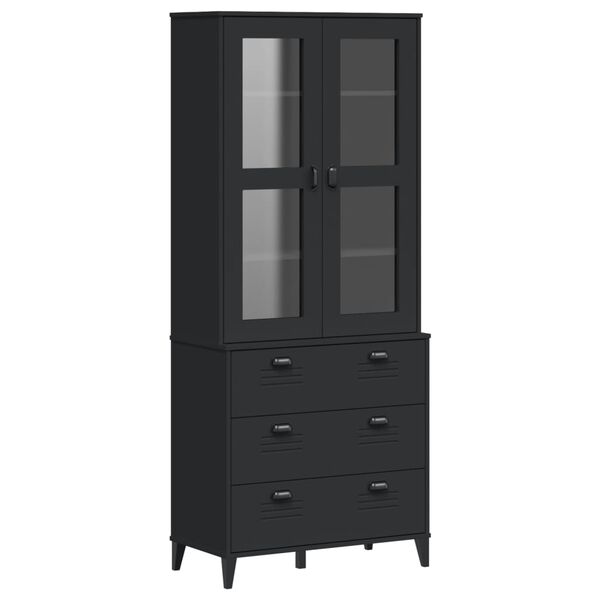 vidaXL Highboard VIKEN Black 80x40x190 cm Solid Wood Pine