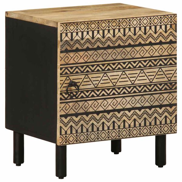 vidaXL Bed Cabinet Black 40x33.5x46 cm Solid Rough Wood Mango
