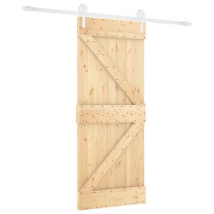 vidaXL Sliding Door Natural and White 80 x 210 cm Solid Pine Wood