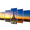 Canvas Wall Print Set Eiffel Tower 100 x 50 cm