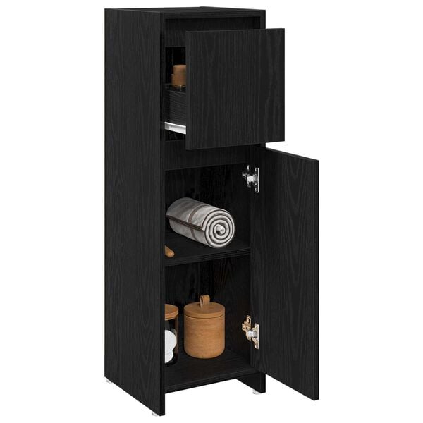 vidaXL Bathroom Cabinet Black Oak 30 x 30 x 95 cm Engineered Wood