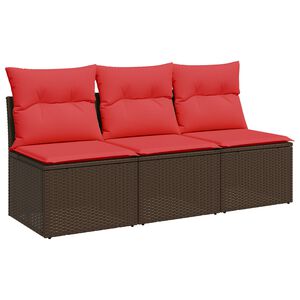 vidaXL Garden Sofa with Cushion Brown 165 x 62 x 69 cm Poly rattan