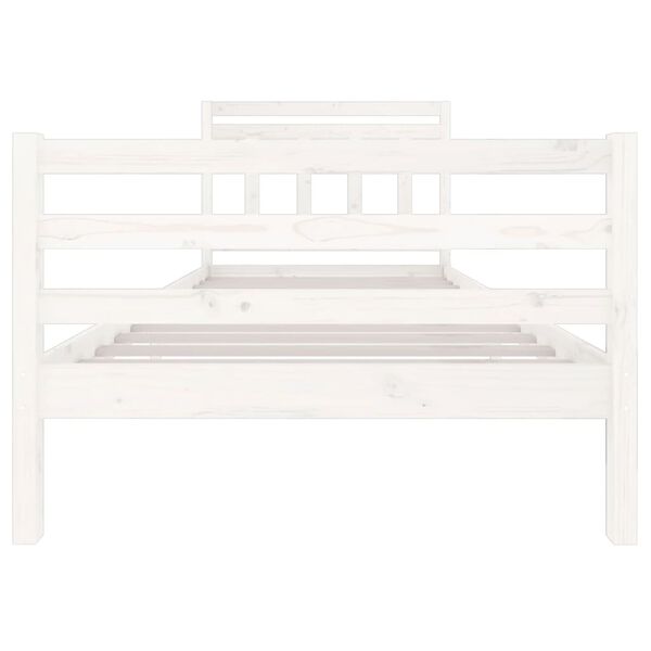 vidaXL Bed Frame without Mattress White Solid Wood 100x200 cm (810421+814080)