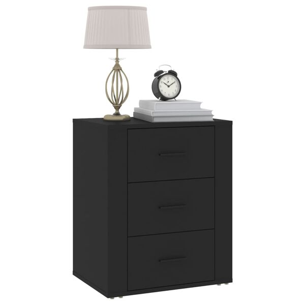 vidaXL Bedside Cabinet Black 50x36x60 cm Engineered Wood