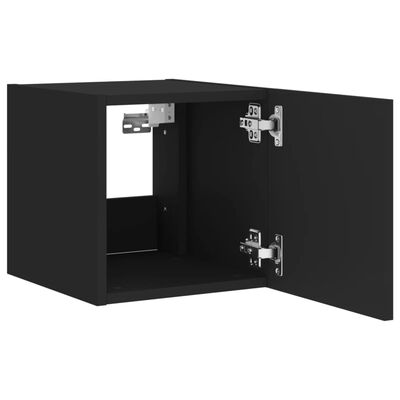vidaXL TV Wall Cabinet with LED Lights Black 30.5x35x30 cm