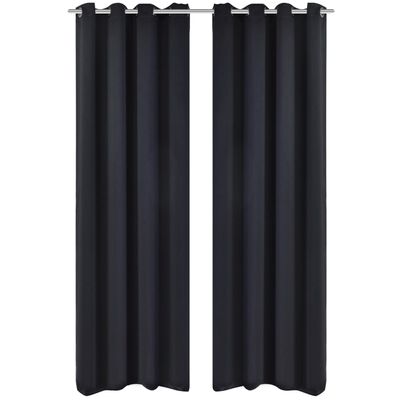 vidaXL Blackout Curtains 2 pcs with Metal Eyelets 135x175 cm Black
