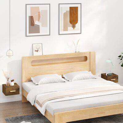 vidaXL Wall-mounted Bedside Cabinets 2 pcs Smoked Oak 35x35x20 cm