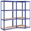 vidaXL 4-Layer Shelves 2 pcs Blue Steel&Engineered Wood