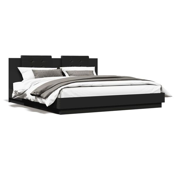vidaXL Bed Frame without Mattress Black 200x200cm