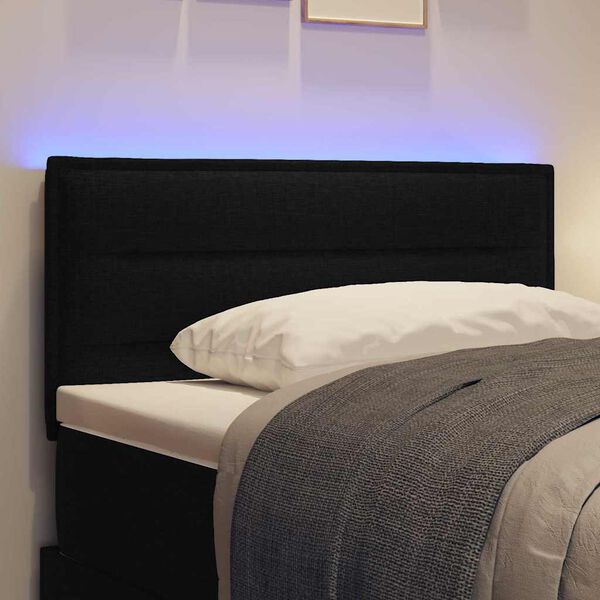 vidaXL LED Headboard with LED Strip Lights Manual Black 80 cm Fabric