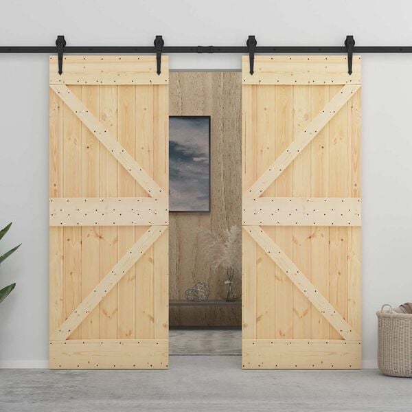 vidaXL Door NARVIK Natural 90 x 210 cm Solid Pine Wood