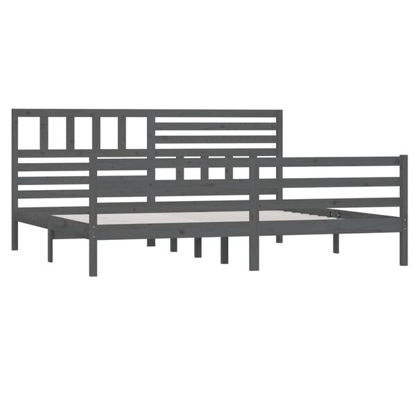 vidaXL Bed Frame without Mattress Grey Solid Wood 200x200 cm