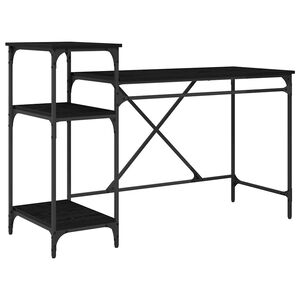 vidaXL Desk Black Oak 135 x 50 x 90 cm Engineered Wood