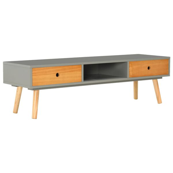 vidaXL TV Cabinet Grey 120x35x35 cm Solid Pinewood