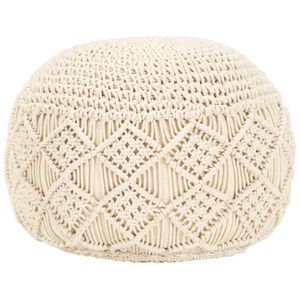 vidaXL Pouffe | Cream | Cotton | 45 cm diameter | Pouffe | Round | Rustic