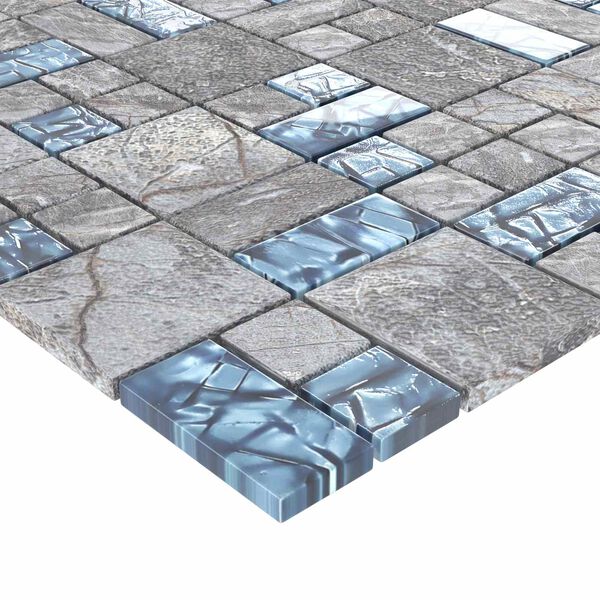 vidaXL Mosaic Tile 11 pcs Grey and Blue 50 x 50 cm Glass
