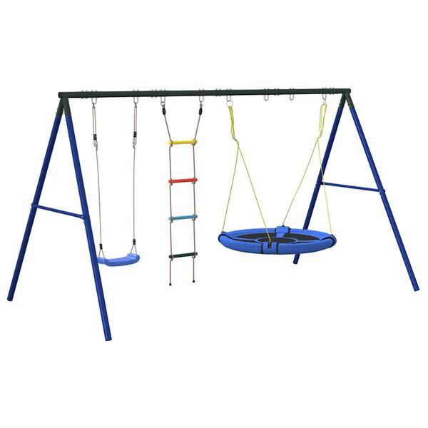 vidaXL Outdoor Swing Set with Swing, Ladder, Saucer Swing