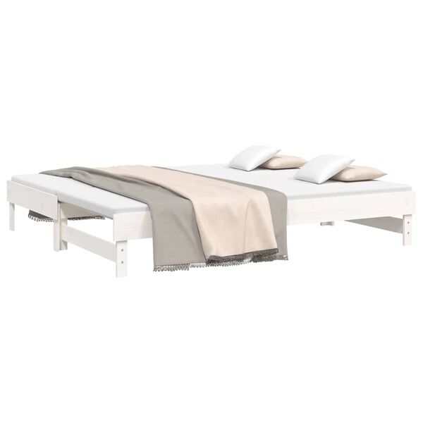 vidaXL Pull-out Day Bed without Mattress White 2x(80x200) cm