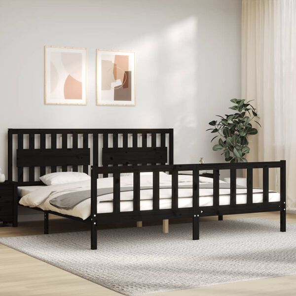 vidaXL Bed Frame without Mattress Black 200x200 cm Solid Wood Pine