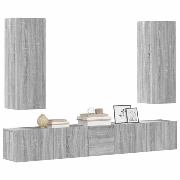 vidaXL 5 Piece TV Cabinet Set Grey Sonoma Engineered Wood