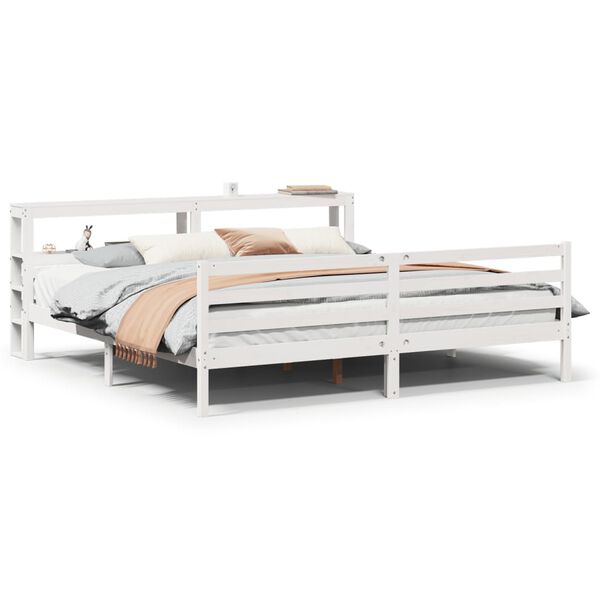 vidaXL Bed Frame with Headboard without Mattress White 180x200 cm Super King