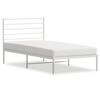 vidaXL Metal Bed Frame without Mattress with Headboard White 75x190cm