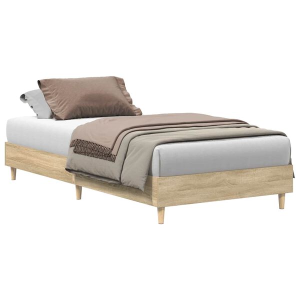 vidaXL Bed Frame No Mattress Sonoma Oak 90x200 cm Engineered Wood