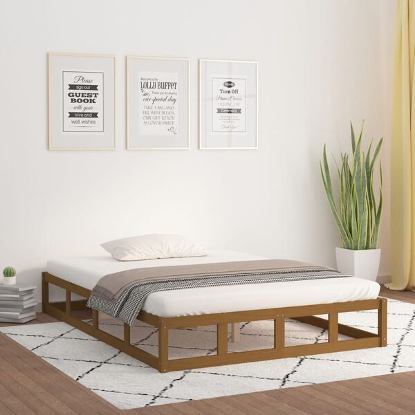 vidaXL Bed Frame without Mattress Honey Brown 120x190 cm Small Double Solid Wood