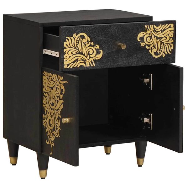 vidaXL Bedside Cabinet with Door with Drawer Black 50 x 33 x 60 cm
