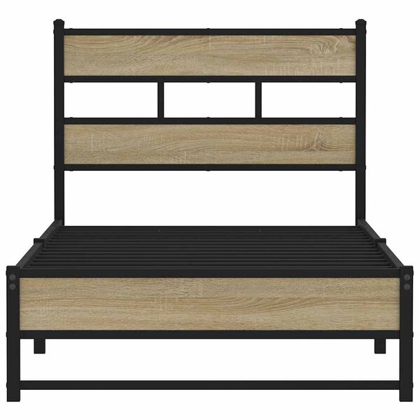 vidaXL Metal Bed Frame without Mattress Sonoma Oak 90x190 cm Single
