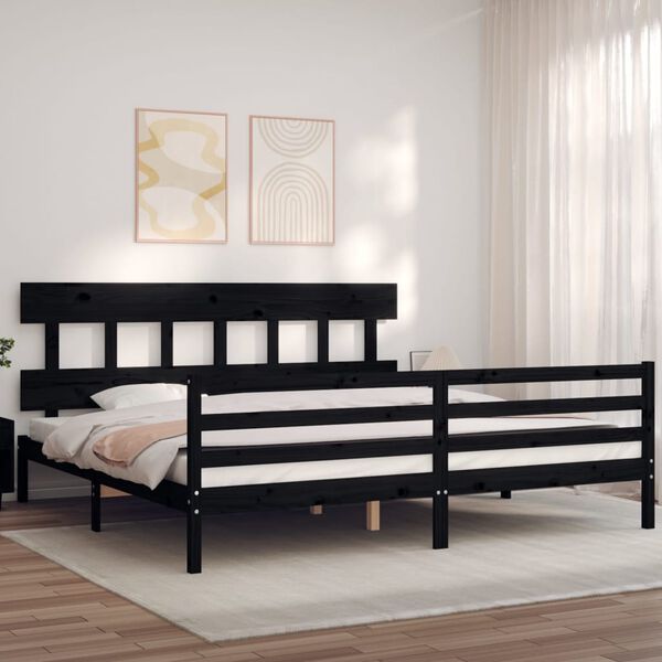 vidaXL Bed Frame without Mattress Black 200x200 cm Solid Wood