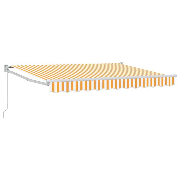 vidaXL Manual Retractable Awning Yellow and White 3.5 x 2 m