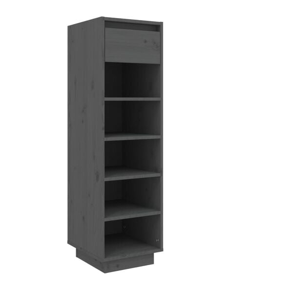 vidaXL Shoe Cabinet Grey 30x34x105 cm Solid Wood Pine