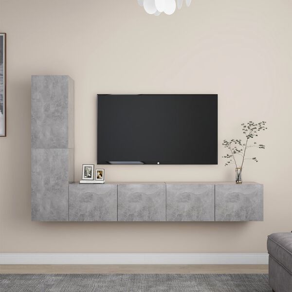 vidaXL 4 Piece TV Cabinet Set Concrete Grey Engineered Wood
