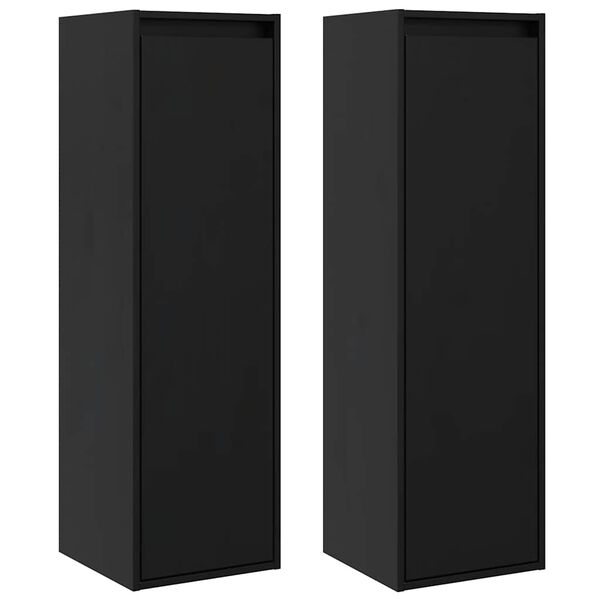 vidaXL Wall Cabinets 2 pcs Black 30x30x100 cm Solid Pinewood