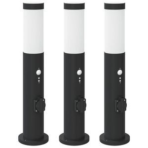 vidaXL Bollard Lights with Sensor&Outlet 3pcs 50 cm