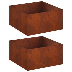vidaXL Garden Planter 2 pcs Rusty 60 x 60 x 40 cm Weathering Steel